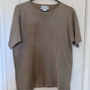 Vintage Braemar Petites by Jeremy Scott Gold Metallic Crewneck, Elevated Basic